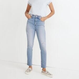 Madewell Petite Perfect Vintage Jeans Worn In Ripped Distressed Raw Hem 26P